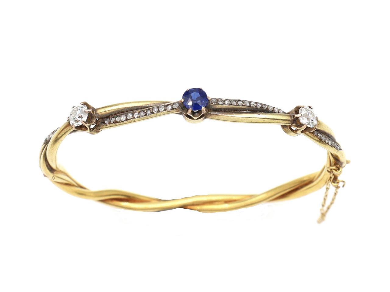 White Gold, Diamond & Sapphire Bracelet - Robert's Fine Jewelry - Houston