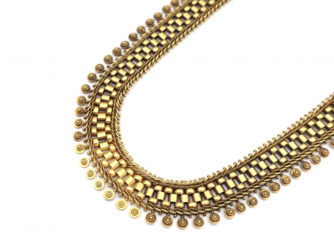 1880s Etruscan revival 15kt yellow gold 