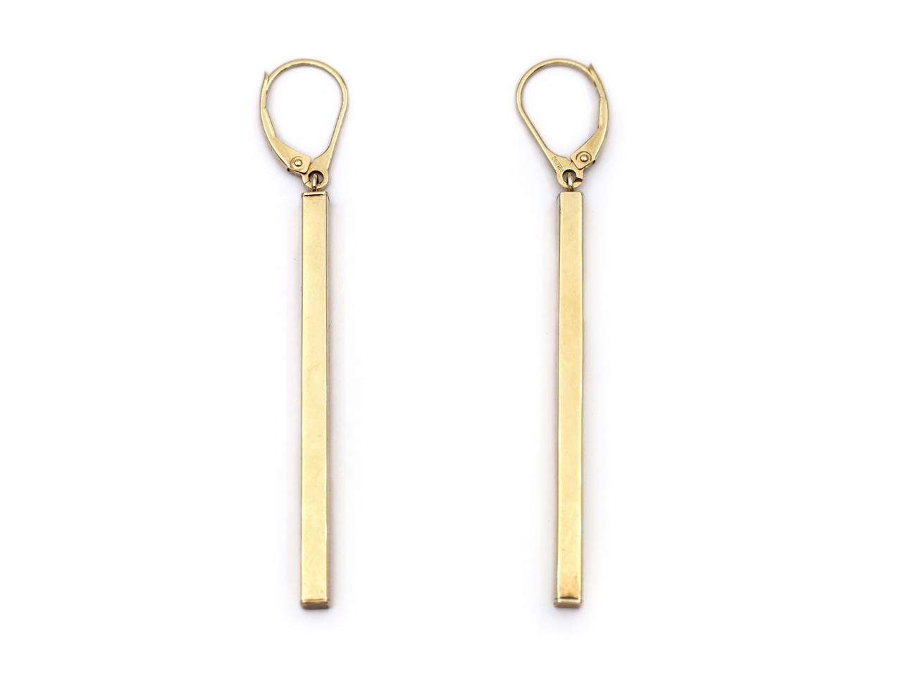 Vintage Italian polished rectangular drop earrings in 14kt gold