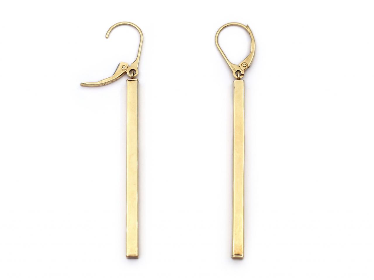 Vintage Italian polished rectangular drop earrings in 14kt gold