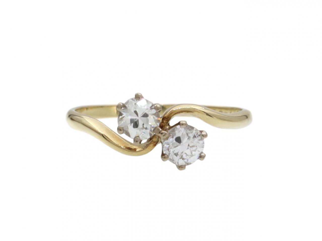 Antique 'toi et moi' diamond two stone ring in 18kt yellow gold