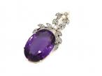 Edwardian Amethyst Pendant with Seed Pearls & Diamonds