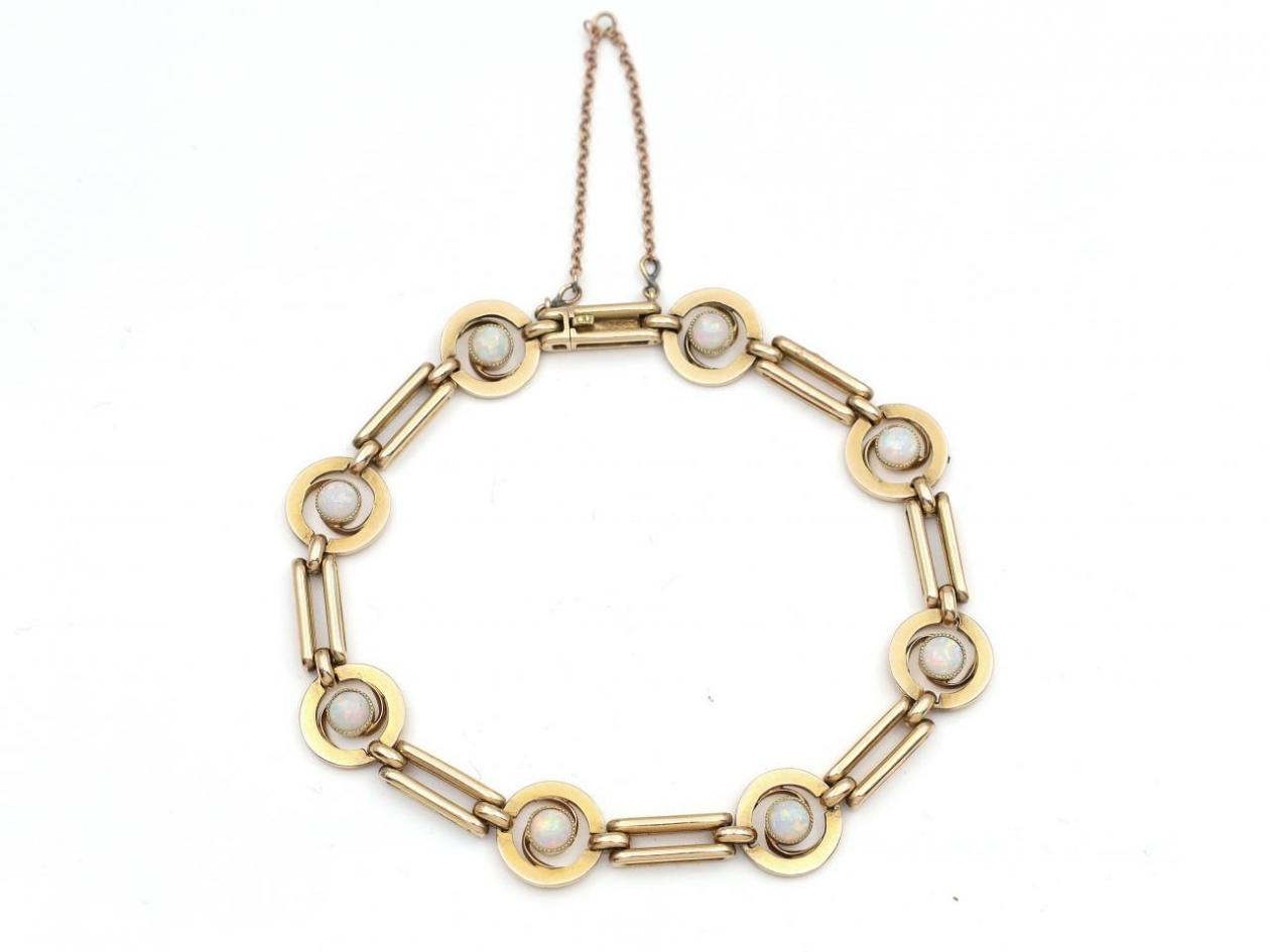 Antique 15kt yellow gold opal swirl bracelet