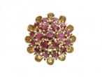 Vintage vertical ruby cluster ring in the form of a flower
