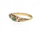 Antique diamond and emerald five stone ring in 18kt yellow gold