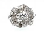 Platinum 1950s diamond fancy flower cluster ring