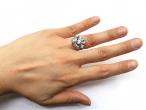 Platinum 1950s diamond fancy flower cluster ring
