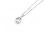 Aquamarine and diamond floral cluster pendant in white gold