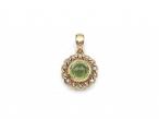 9kt yellow gold peridot and seed pearl pendant