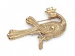 Vintage Aidan Breen crowned peacock brooch in 9kt gold