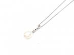 Cultured pearl and diamond drop necklace in 18kt white gold
