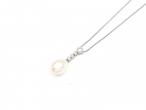 Cultured pearl and diamond drop necklace in 18kt white gold