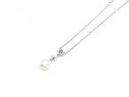 Edwardian style cultured pearl and diamond necklace in white gold