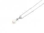 Edwardian style cultured pearl and diamond necklace in white gold