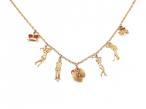 1960s 18kt gold golfing charm necklace with diamond, coral and enamel