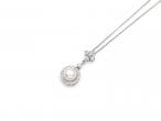 18kt white gold cultured pearl and diamond cluster pendant