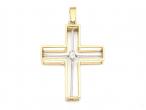 Vintage three dimensional diamond cross pendant in yellow gold