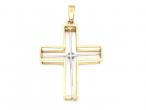 Vintage three dimensional diamond cross pendant in yellow gold