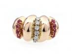 1940s diamond and ruby twisted cocktail ring in gold