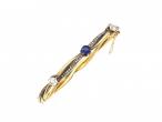 Antique sapphire and diamond hinged bangle in 18kt yellow gold