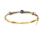 Antique sapphire and diamond hinged bangle in 18kt yellow gold