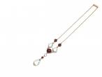 Arts and Crafts Aquamarine & Almandine Garnet Drop Necklace in Gold
