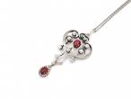 Antique Russian spinel and diamond fancy drop pendant in platinum and gold