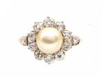 Victorian natural pearl and diamond coronet cluster ring