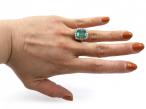 Colombian emerald and diamond rectangular cluster ring