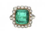 Colombian emerald and diamond rectangular cluster ring