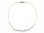 Vintage cultured pearl necklace with a yellow gold bow clasp