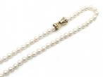 Vintage cultured pearl necklace with a yellow gold bow clasp