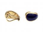 Vintage yellow gold and lapis lazuli earrings