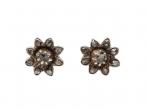 Iberian antique rose cut diamond flower earrings