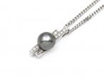 Tahitian pearl and diamond pendant and chain in white gold