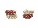 Invisible set ruby and diamond cluster earrings in 18kt yellow gold