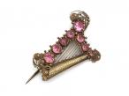 Late Georgian Irish harp brooch in yellow gold