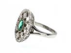 Edwardian emerald and diamond open oval cluster ring