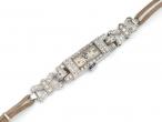 Art Deco platinum cocktail watch set with diamonds