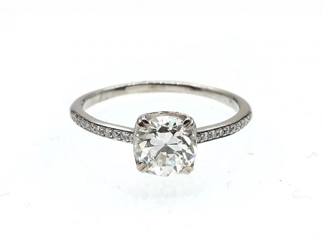 Vintage 1.08ct Old European cut diamond solitaire platinum ring