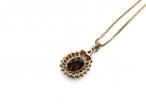 Antique German garnet and 8kt yellow gold cluster pendant and chain