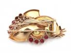 1940s synthetic ruby and diamond brooch in 18kt rose and yellow gold