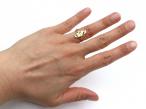 Antique plaque ring set with diamond and ruby in yellow gold