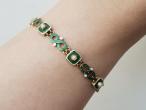 Antique seed pearl, green and white enamel 18kt yellow gold bracelet
