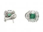 Colombian emerald and diamond square cluster earrings