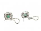 Colombian emerald and diamond square cluster earrings