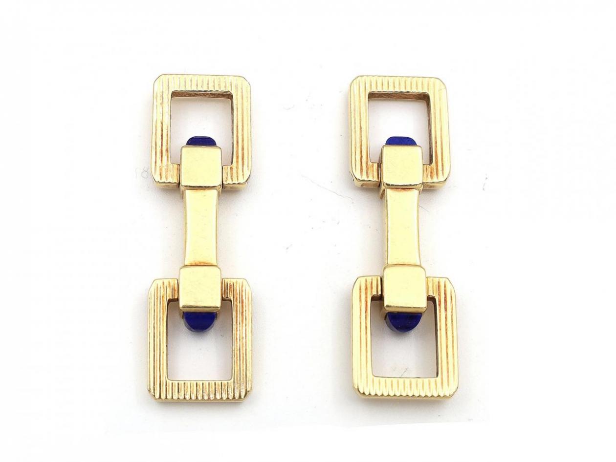 Piaget 18kt Yellow Gold & Lapis Lazuli Stirrup Cufflinks