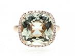 Sage green quartz and diamond dress ring 18kt rose gold