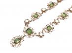Antique 9kt yellow gold openwork green paste necklace