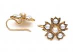 Antique floral drop earrings with natural pearls